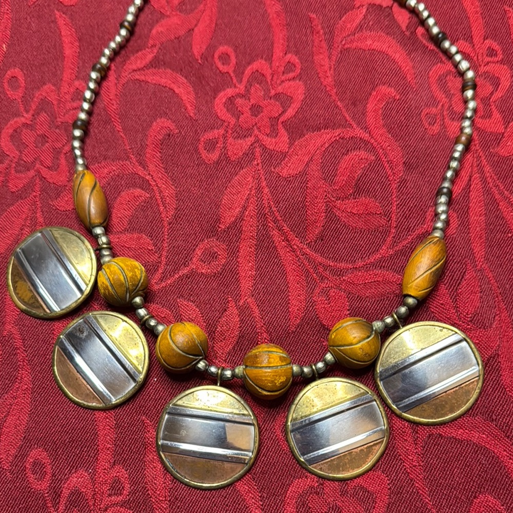 Elegant Silver and Brown Beaded Necklace